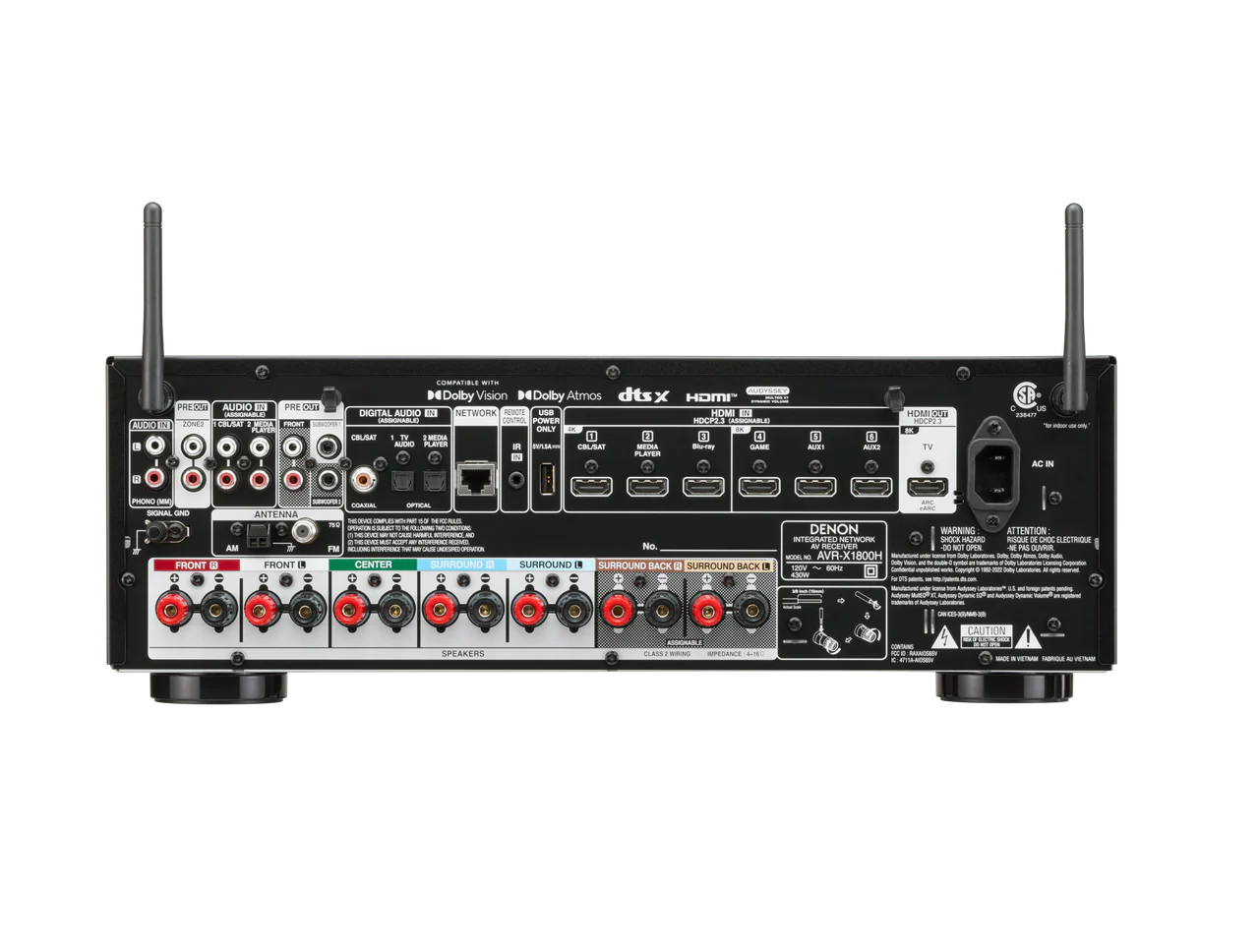 Denon AVR-X1800H (7.2 Ch. 80W 8K) - Image 4